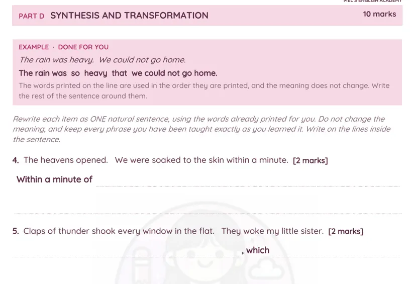 Synthesis and transformation section