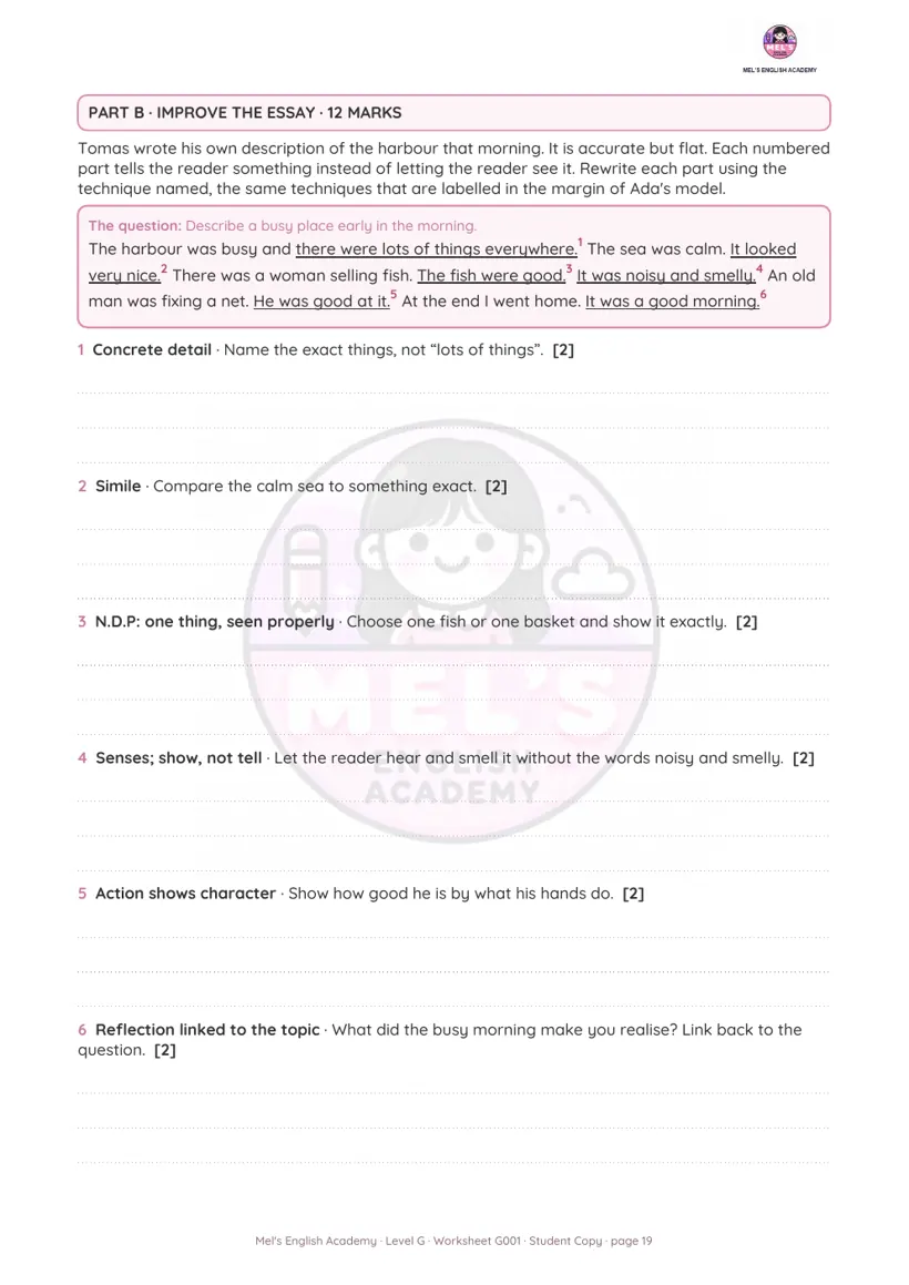 The improve the essay page