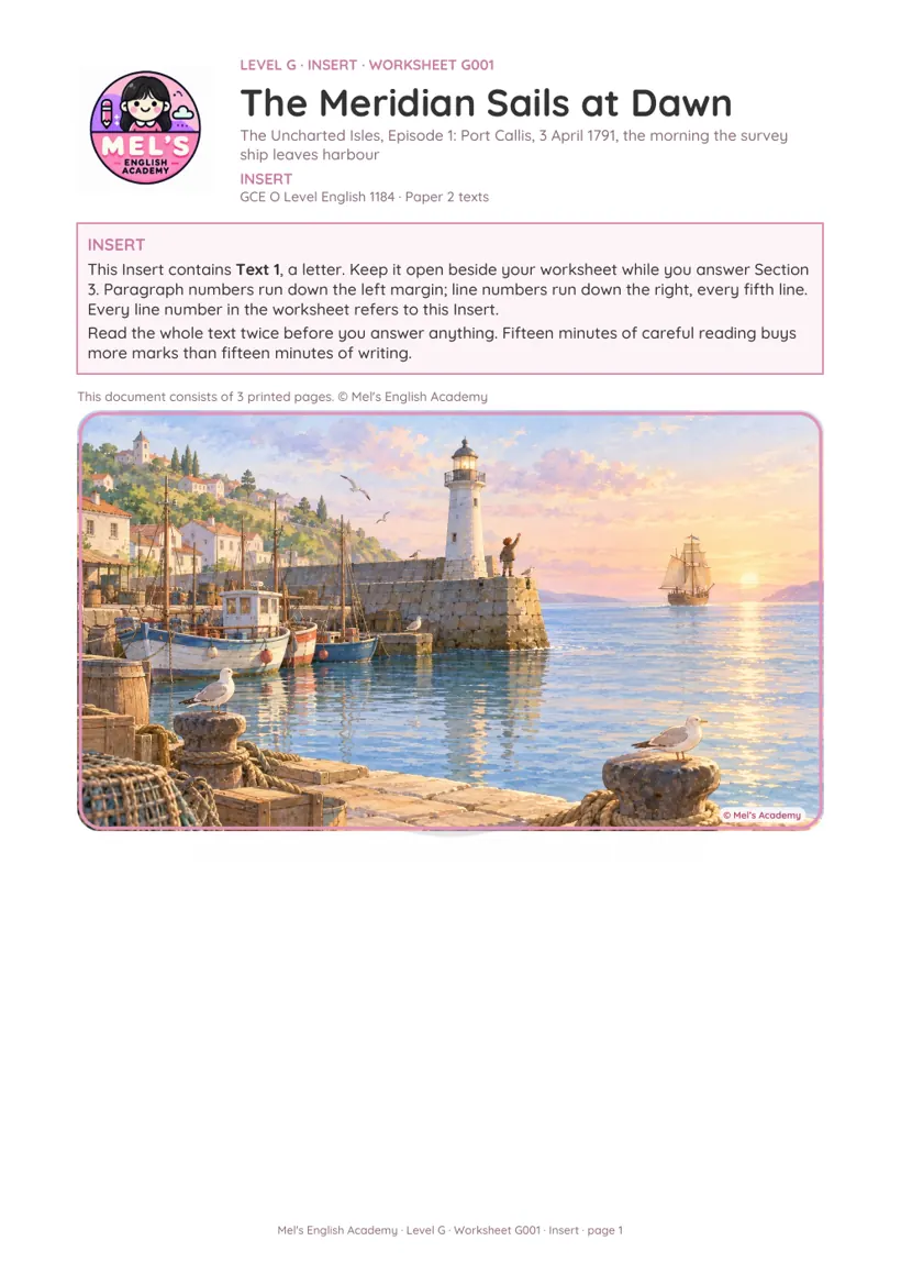 The Insert reading booklet