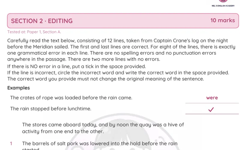 Editing section