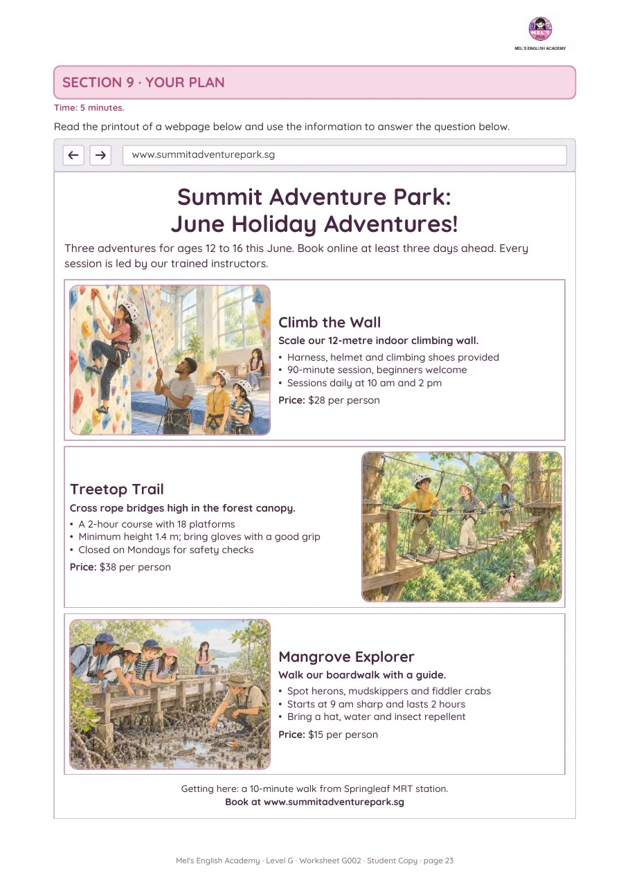 A situational writing task with a webpage stimulus