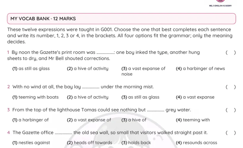 My Vocab Bank recap
